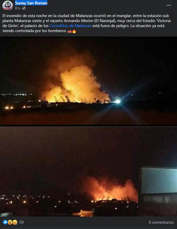 incendio inmediaciones estadio Matanzas