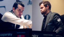 Magnus Carlsen y el retador Ian Niepómniachi en Mundial de Ajedrez