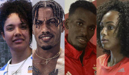 Atletas cubanos Reynier Mena, Yulenmis Aguilar, Roger Valentín Iribarne y Arialis Gandulla