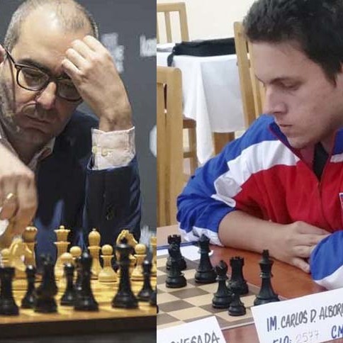 Ajedrecistas cubanos Leinier Dominguez y Carlos Albornoz