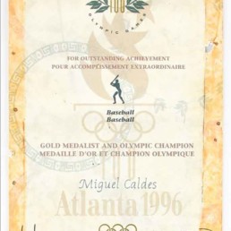 Diploma oro olímpico Miguel Caldés