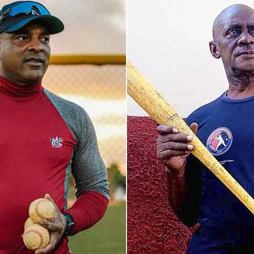 Estrellas del béisbol cubano Eduardo Paret y Pedro Jova