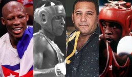 Boxeadores cubanos Yordenis Ugás, Arnaldo Mesa, Maikro Romero y Héctor Vinent