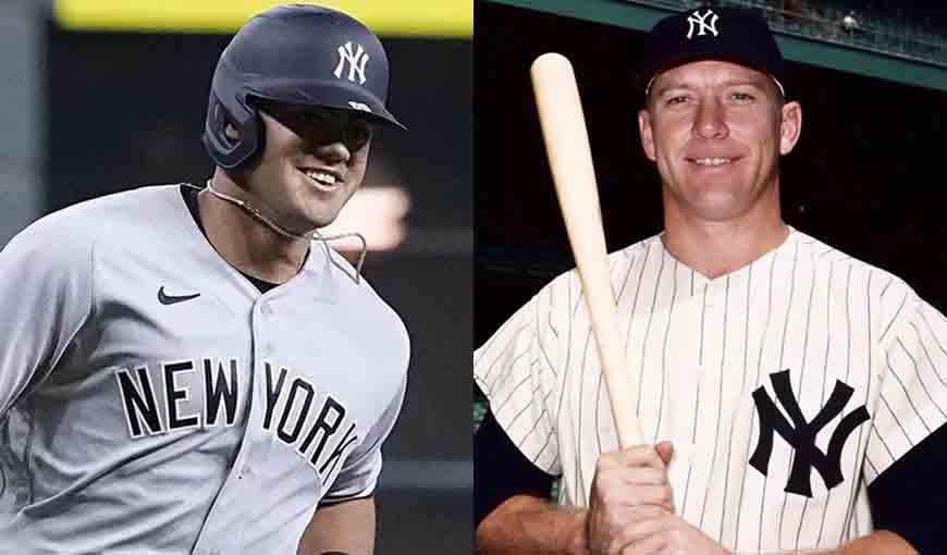Jasson Domínguez y Mickey Mantle Beisbolistas de Yankees MLB