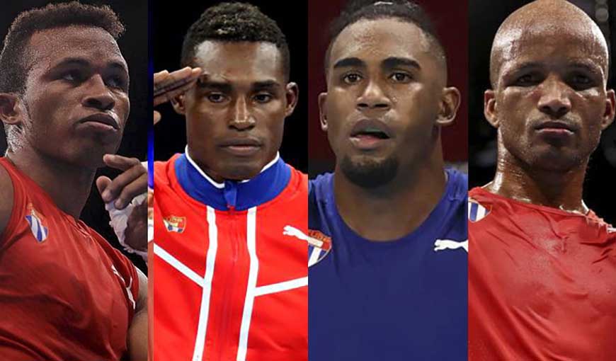 Boxeadores cubanos en Noche de Campeones de la IBA