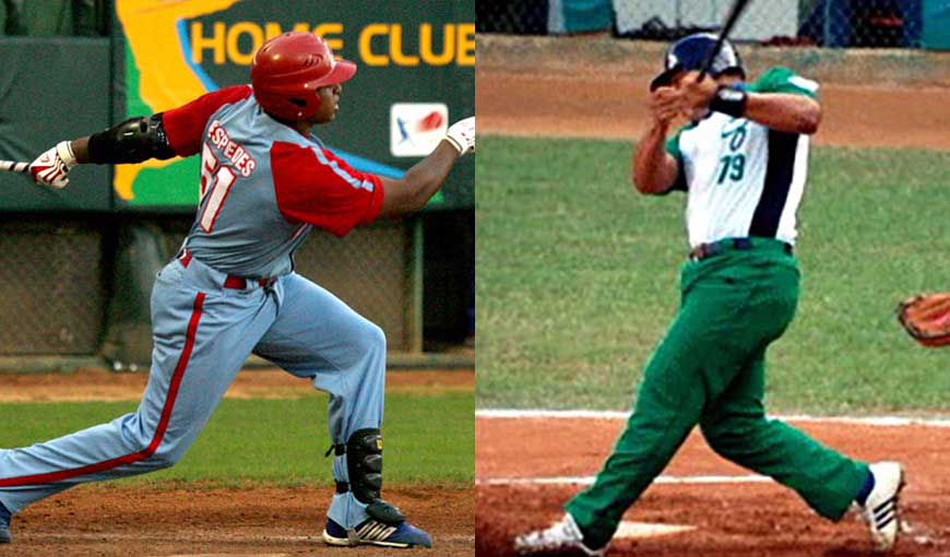 Beisbolistas cubanos Yoenis Céspedes y José Dariel Abreu cuando jugaban en Cuba