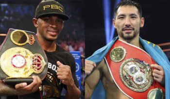 Campeones medianos Erislandy Lara y Janibek Alimkhanuly