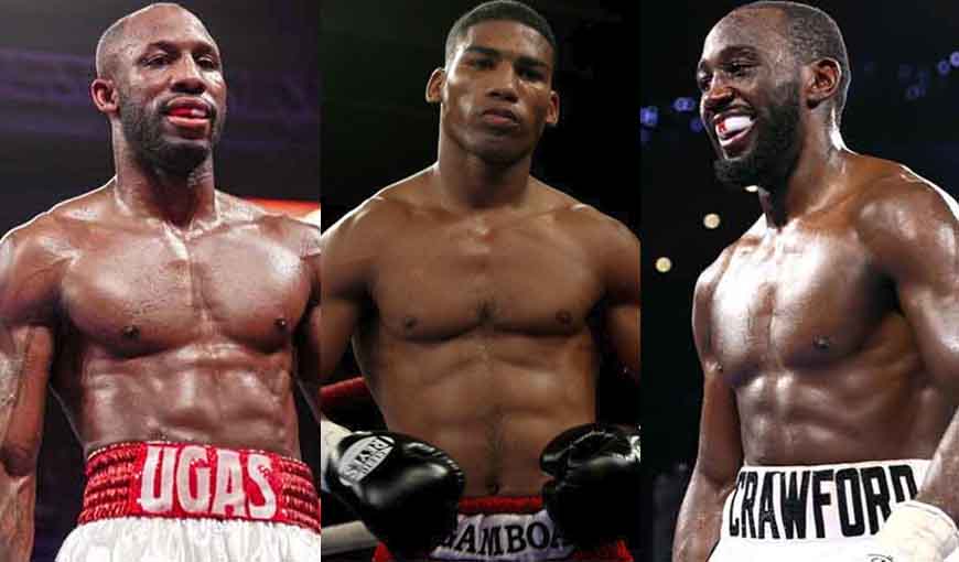 Boxeadores Yordenis Ugás, Yuriorkis Gamboa y Terence Crawford