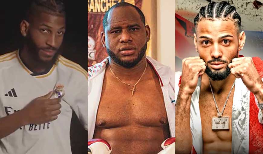 Boxeadores cubanos Andy Cruz, Frank Sánchez y Yoenis Téllez